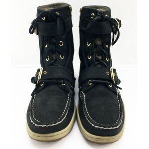 Sperry Top-Sider Black Huntley Ankle Boots Lace Up Side Zip - Women's 8 M